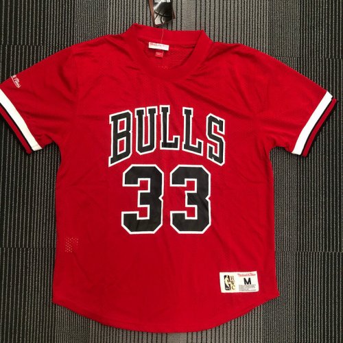 Mitchell Ness Scottie Pippen 33 Chicago Bulls HWC Mesh T-Shirt Jersey Red